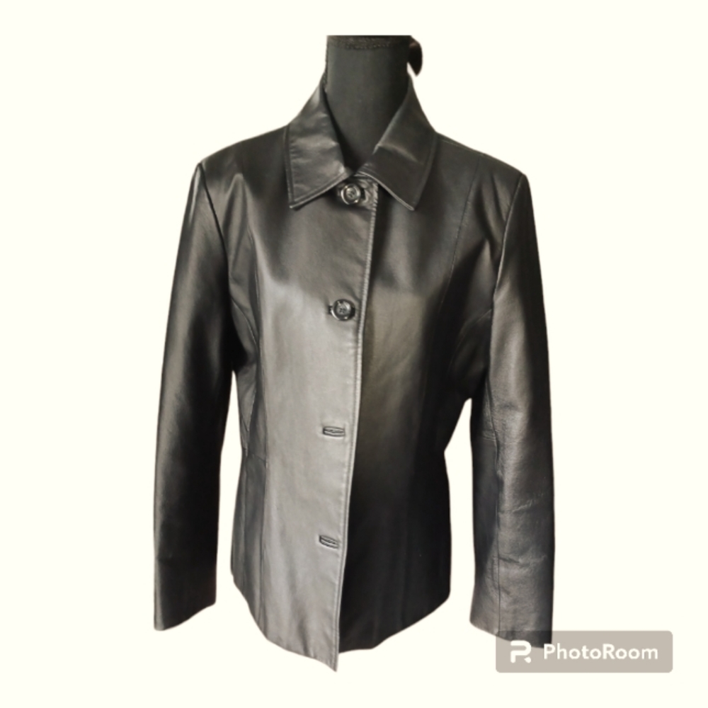 Croft & Barrow Ladies 100% Leather Jacket, Fully Lined in Black, EUC